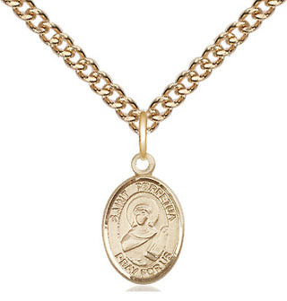 14kt Gold Saint Perpetua Medal Engraved Catholic Saint Jewelry