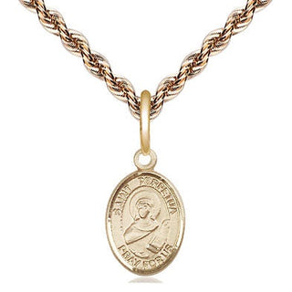 14kt Gold Saint Perpetua Medal Engraved Catholic Saint Jewelry