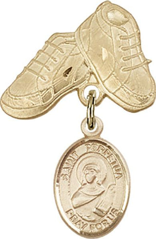 14kt Gold Filled Baby Boots St. Perpetua Baby Badge - Engravable