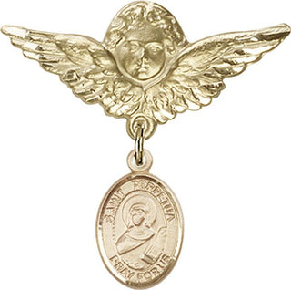 14kt Gold Large Angel w/Wings St. Perpetua Baby Badge - Engravable