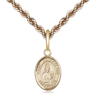 14kt Gold Saint Wenceslaus Medal Engraved Catholic Saint Jewelry