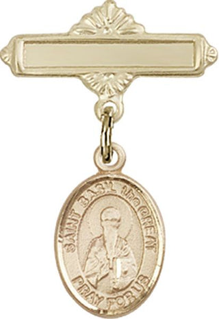 14kt Gold Filled Polished Badge Pin St. Basil the Great Baby Badge - Engravable