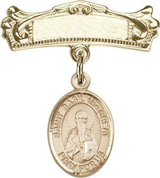 14kt Gold Filled Badge Pin St. Basil the Great Baby Badge - Engravable