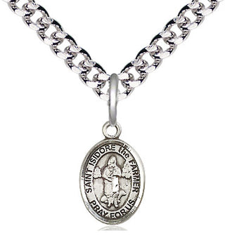 Pewter Saint Isidore the Farmer Medal Religious and Catholic Jewelry Engraved Catholic Saint Jewelry