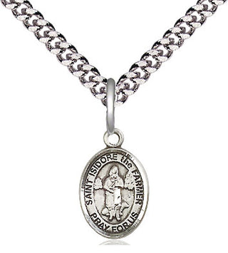 Pewter Saint Isidore the Farmer Medal Religious and Catholic Jewelry Engraved Catholic Saint Jewelry
