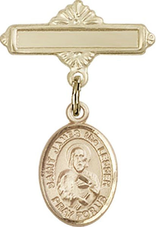 14kt Gold Filled Polished Badge Pin St. James the Lesser Baby Badge - Engravable