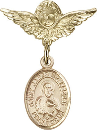 14kt Gold Filled Small Angel w/Wings St. James the Lesser Baby Badge - Engravable