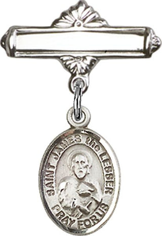 Sterling Silver Polished Badge Pin St. James the Lesser Baby Badge - Engravable