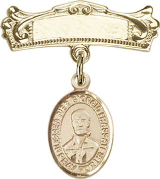 14kt Gold Filled Badge Pin Saint Pier Giorgio Frassati Baby Badge - Engravable