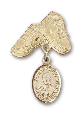14kt Gold Filled Baby Boots Saint Pier Giorgio Frassati Baby Badge - Engravable