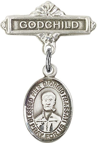 Sterling Silver Godchild Saint Pier Giorgio Frassati Baby Badge - Engravable