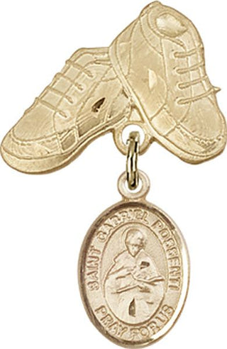 14kt Gold Filled Baby Boots St. Gabriel Possenti Baby Badge - Engravable