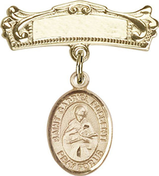 14kt Gold Badge Pin St. Gabriel Possenti Baby Badge - Engravable