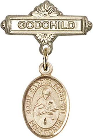 14kt Gold Godchild St. Gabriel Possenti Baby Badge - Engravable