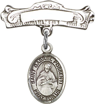 Sterling Silver Badge Pin St. Gabriel Possenti Baby Badge - Engravable