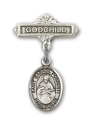 Sterling Silver Godchild St. Gabriel Possenti Baby Badge - Engravable