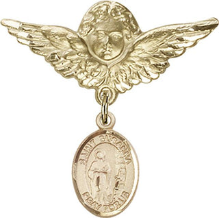 14kt Gold Filled Large Angel w/Wings St. Susanna Baby Badge - Engravable