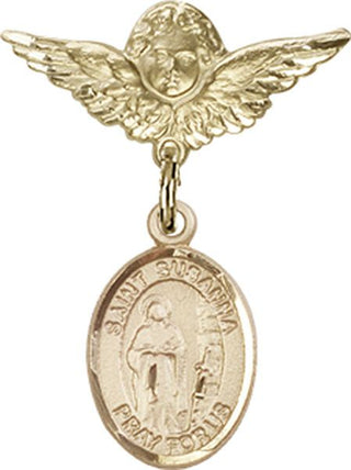 14kt Gold Filled Small Angel w/Wings St. Susanna Baby Badge - Engravable