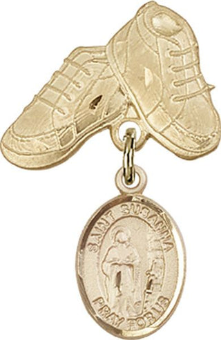 14kt Gold Filled Baby Boots St. Susanna Baby Badge - Engravable