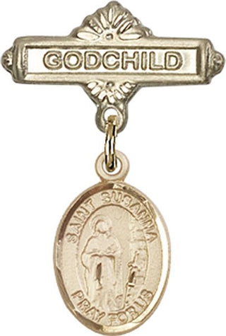 14kt Gold Godchild St. Susanna Baby Badge - Engravable