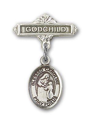 Sterling Silver Godchild Blessed Caroline Gerhardinger Baby Badge - Engravable