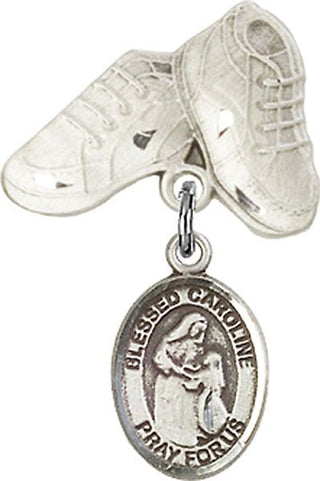 Sterling Silver Baby Boots Blessed Caroline Gerhardinger Baby Badge - Engravable