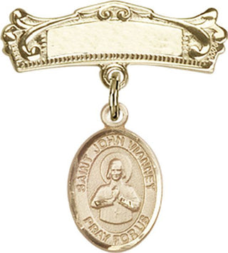 14kt Gold Badge Pin St. John Vianney Baby Badge - Engravable