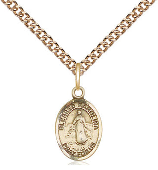 14kt Gold Blessed Karolina Kozkowna Medal Engraved Catholic Saint Jewelry