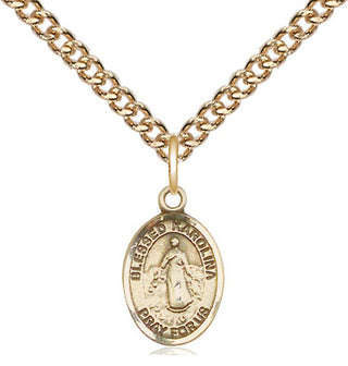14kt Gold Blessed Karolina Kozkowna Medal Engraved Catholic Saint Jewelry