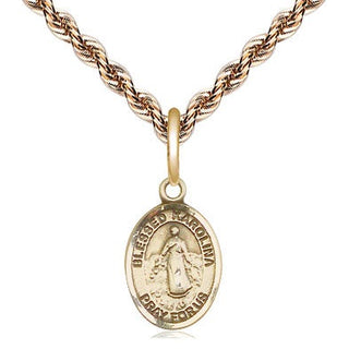14kt Gold Blessed Karolina Kozkowna Medal Engraved Catholic Saint Jewelry