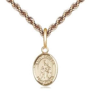 14kt Gold Saint Angela Merici Medal Engraved Catholic Saint Jewelry