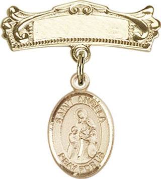 14kt Gold Filled Badge Pin St. Angela Merici Baby Badge - Engravable