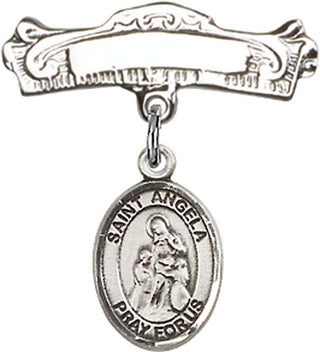 Sterling Silver Badge Pin St. Angela Merici Baby Badge - Engravable