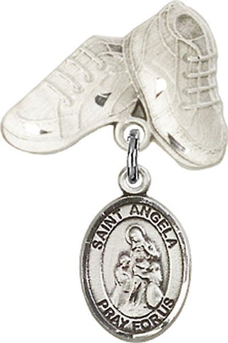 Sterling Silver Baby Boots St. Angela Merici Baby Badge - Engravable