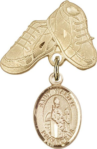 14kt Gold Filled Baby Boots St. Walter of Pontoise Baby Badge - Engravable