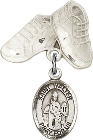 Sterling Silver Baby Boots St. Walter of Pontoise Baby Badge - Engravable