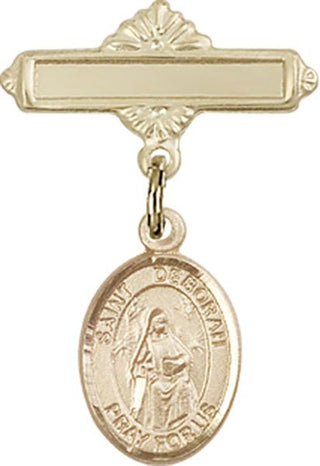 14kt Gold Filled Polished Badge Pin St. Deborah Baby Badge - Engravable