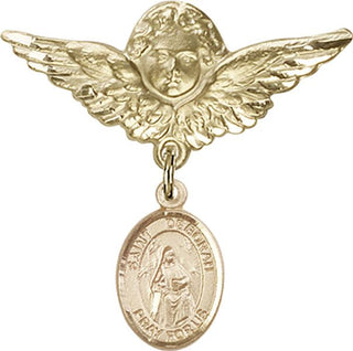 14kt Gold Filled Large Angel w/Wings St. Deborah Baby Badge - Engravable