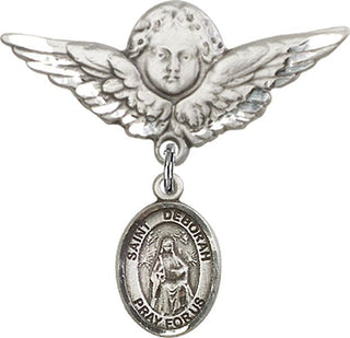 Sterling Silver Large Angel w/Wings St. Deborah Baby Badge - Engravable
