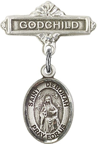 Sterling Silver Godchild St. Deborah Baby Badge - Engravable