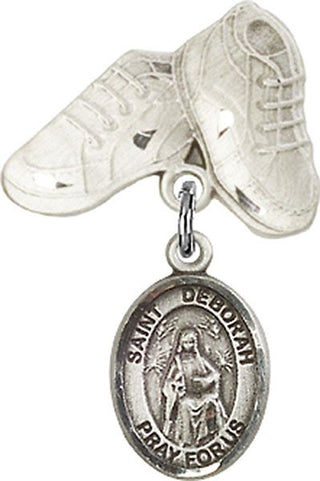 Sterling Silver Baby Boots St. Deborah Baby Badge - Engravable