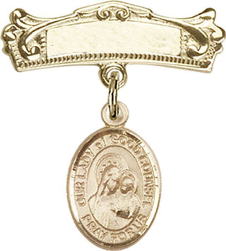 14kt Gold Filled Badge Pin O/L of Good Counsel Baby Badge - Engravable