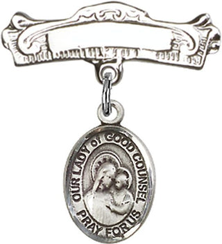 Sterling Silver Badge Pin O/L of Good Counsel Baby Badge - Engravable