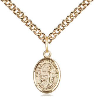 14kt Gold Our Lady of Lourdes Medal Engraved Catholic Saint Jewelry