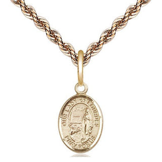 14kt Gold Our Lady of Lourdes Medal Engraved Catholic Saint Jewelry
