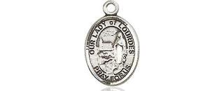 Pewter Our Lady of Lourdes Medal Engraved Catholic Saint Jewelry