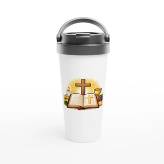 Cross, Bible and Chalice Travel Mug