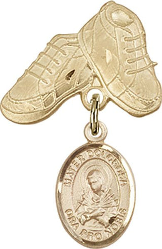 14kt Gold Filled Baby Boots Mater Dolorosa Baby Badge - Engravable