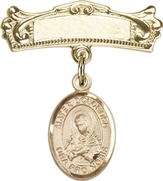 14kt Gold Badge Pin Mater Dolorosa Baby Badge - Engravable
