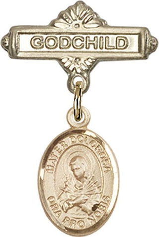 14kt Gold Godchild Mater Dolorosa Baby Badge - Engravable
